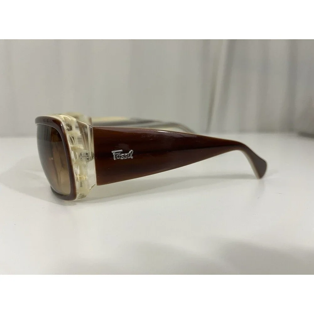 FOSSIL Cat No 3 Penny Geometric Wrap Authentic Sunglasses Tortoise Cream VTG